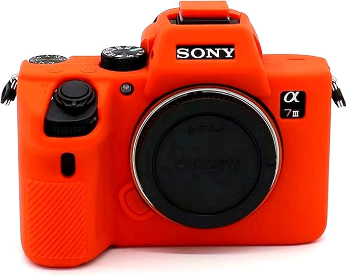 Professional Secure Soft Silicone Camera Case Bag Housing Rubber Body Skin for Sony Alpha A7iii a73 A7R3 A7Riii a7R Mark III a7 Mark III Digital SLR Camera Protective Case (Orange)