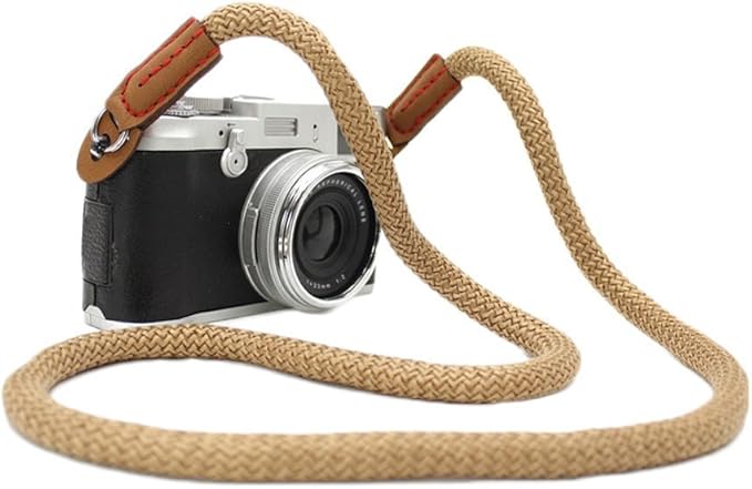 MINI GAGA DOROM Vintage Handmade Cotton Leather Rope Camera Neck Strap for Micro Single and DSLR Camera Coffee Long