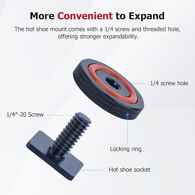 Hot Shoe Adapter for DSLR Cameras – Universal 1/4 Screw Mount for Microphone, LED Light, Tripod – Aluminum Alloy Quick Release with Anti-Slip & Shockproof Design (62043)