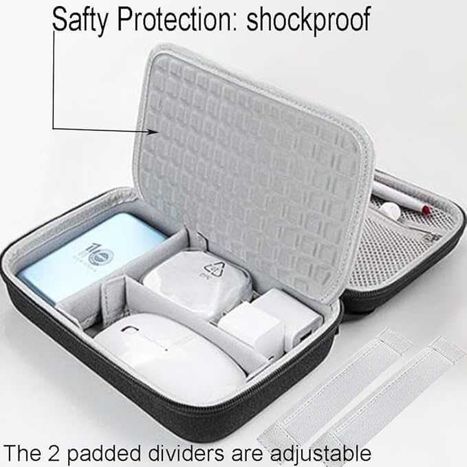Hard Electronic Organizer Travel Case Electronics Accessories Organizer Pouch Bag Double Layer Shockproof Box for MacBook Power Adapter Chargers Cord Flash Drive Apple Magic Mouse Pencil Power Bank
