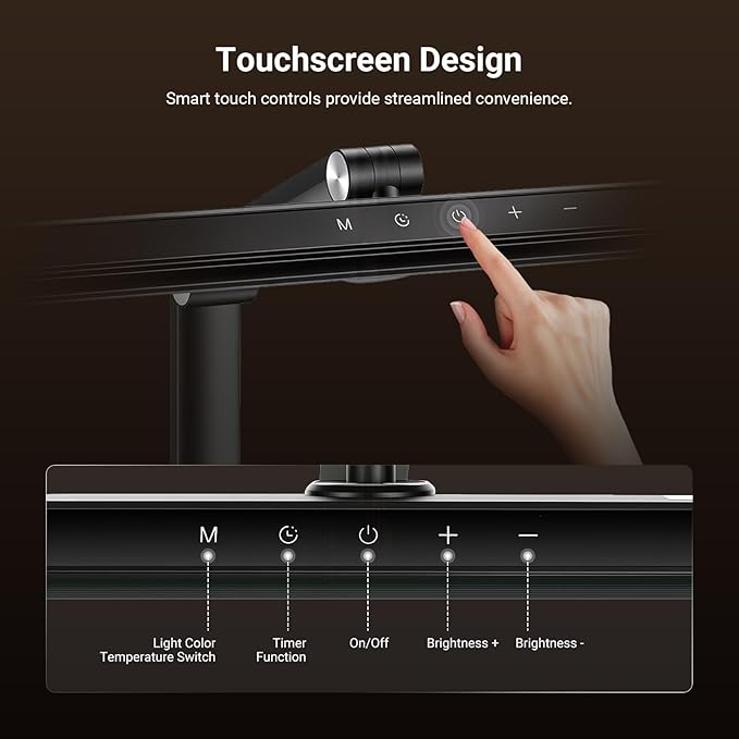 NEEWRE Basics 18" LED Video Light Bar with Base for Desk, 18W Bi Color Eye Friendly Dimmable Overhead Architect Lighting for Video Conference Zoom, 1340lux/0.5m, Touch Control/CRI95+, DL03