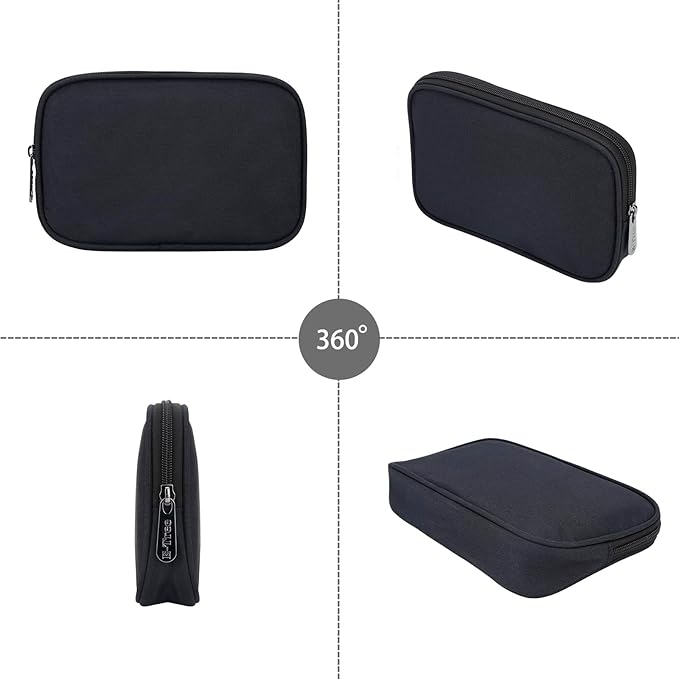 Travel Case Organizer for Small Electronics and Accessories,Tech Bag, Travel Essentials for Mouse, Cord, Charger, Phone, Earphone, Power Bank, Hub, Toiletries, Cosmetics, Personal Items (Black)