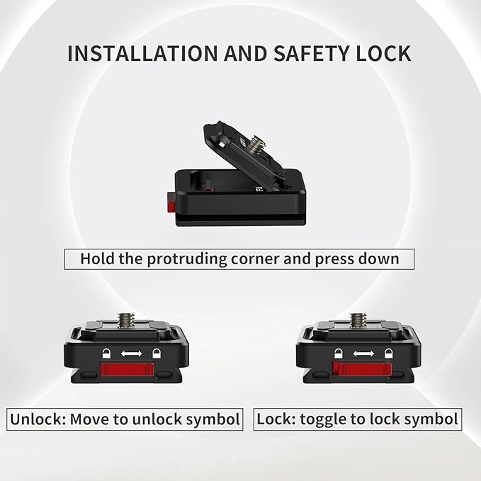 Universal Camera Quick Release Plate with Shoulder Strap Mount QR Plate, Tripod Mount Adapter, 1/4" to 3/8" Screw ，Compatible with DSLR Camera, Monopod, Stabilizer for Easy Moun t &Release