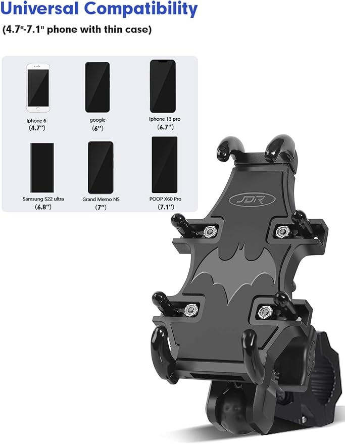 UTV Phone Mount for 1.75"-2" Roll Bar, 360°Rotation UTV Phone Holder with 8 Claws, Aluminum Alloy Heavy Duty Smartphone Holder Hang on to 4.7"-7.1" Devices for Polaris RZR/Can Am X3