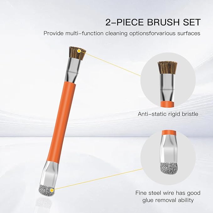 GTHUNDER 2pcs Phone Motherboard IC Cleaning Brush,Double Head Anti-Static ESD Safe Hard Brush,Motherboard Cleaning Tools Cleaning Brush for Cleaning Computer,Mobile Phone,Watch etc（Orange