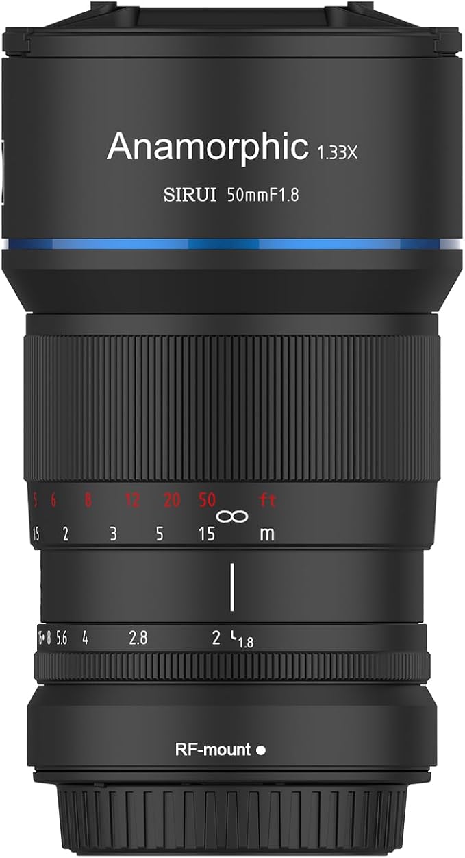 SIRUI 50mm F1.8 1.33X S35 Anamorphic Lens for RF Mount, Blue Flare
