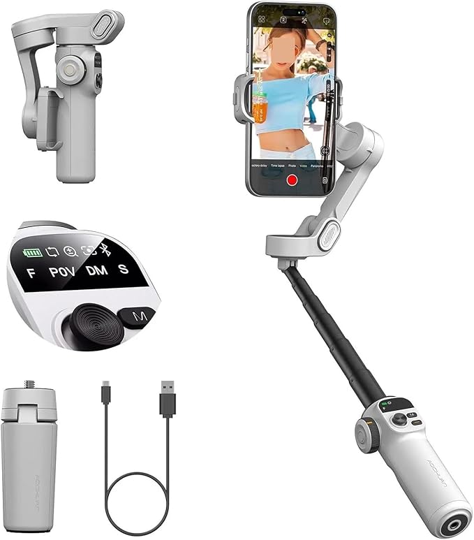 Compatible for AOCHUAN Smart X2 Handheld Gimbal 3 Axis Stabilizer Built-in 20cm Extension Rod LED Display Phone Holder Smartphone
