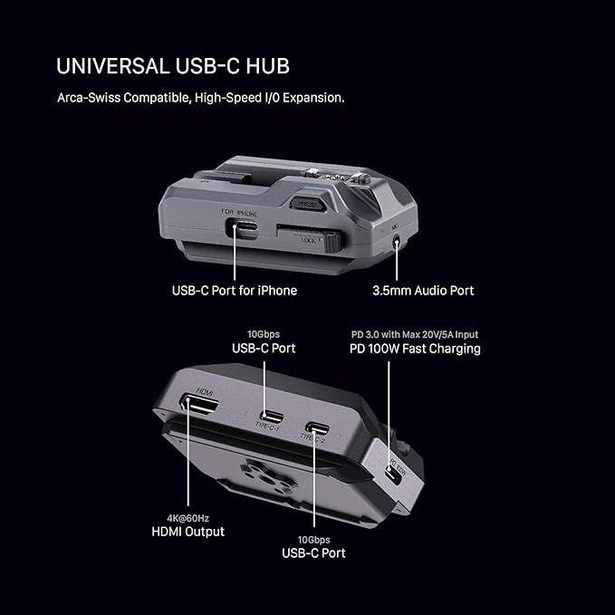 Tilta Khronos Ultimate Kit Compatible with iPhone 17 Pro Max– Space Gray | Focus PD Handle with Battery | USB-C Hub with HDMI & ARCA Plate | Cooling Module | 58mm ND Filter Tray | LED Light