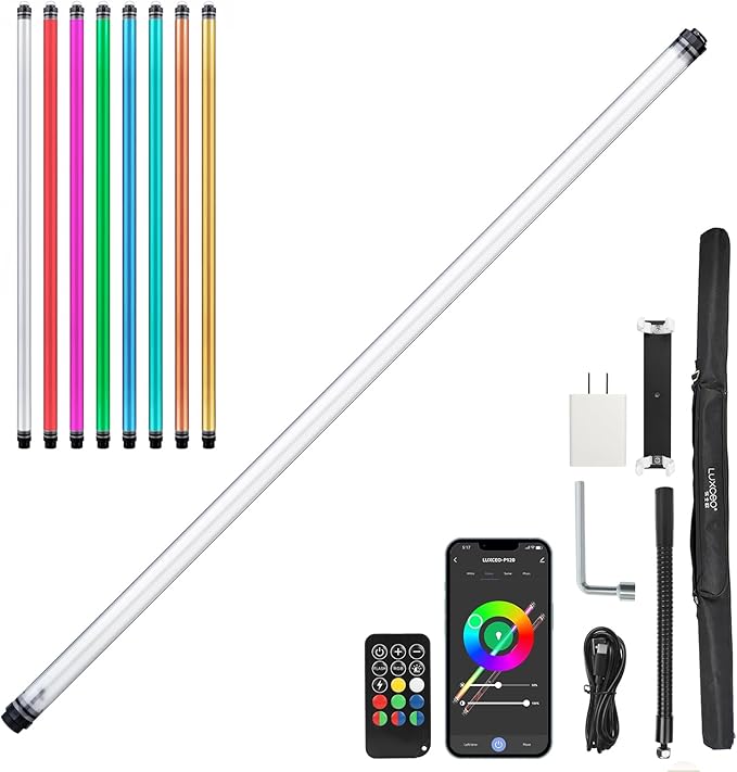 P120 RGB Handheld Photography Light, APP Control 1350 Lumen LED Video Light Wand 360°Full Color 12 Lighting Modes CRI≥95 IP68 Waterproof Built-in Rechargeable Battery 3000k 5750k Colorful Stick