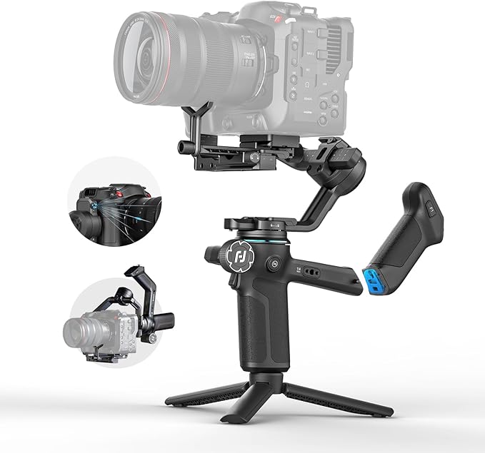 FeiyuTech SCORP 3 Camera Gimbal Stabilizer – 7.72lbs Payload, Detachable Handle, Built-in AI Tracking, Professional Handheld Gimbal for Sony/Canon/Nikon/Fujifilm/Panasonic, Native Vertical Shooting