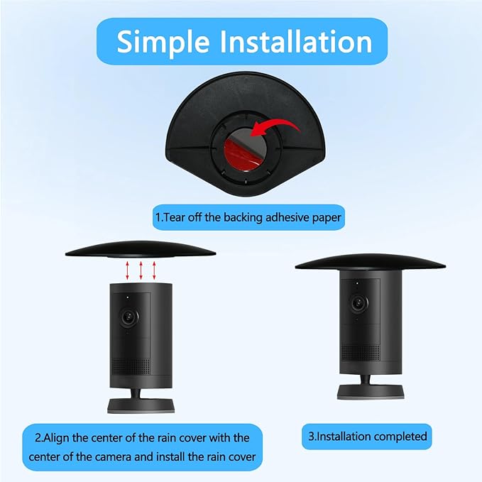 2PCS Sun Rain Shade Camera Cover Compatible with Ring Outdoor Cam Plus, Rain Shade Cover, Camera Shield for Resistant UV, Weatherproof, Snowproof, Easy to Install (Black)