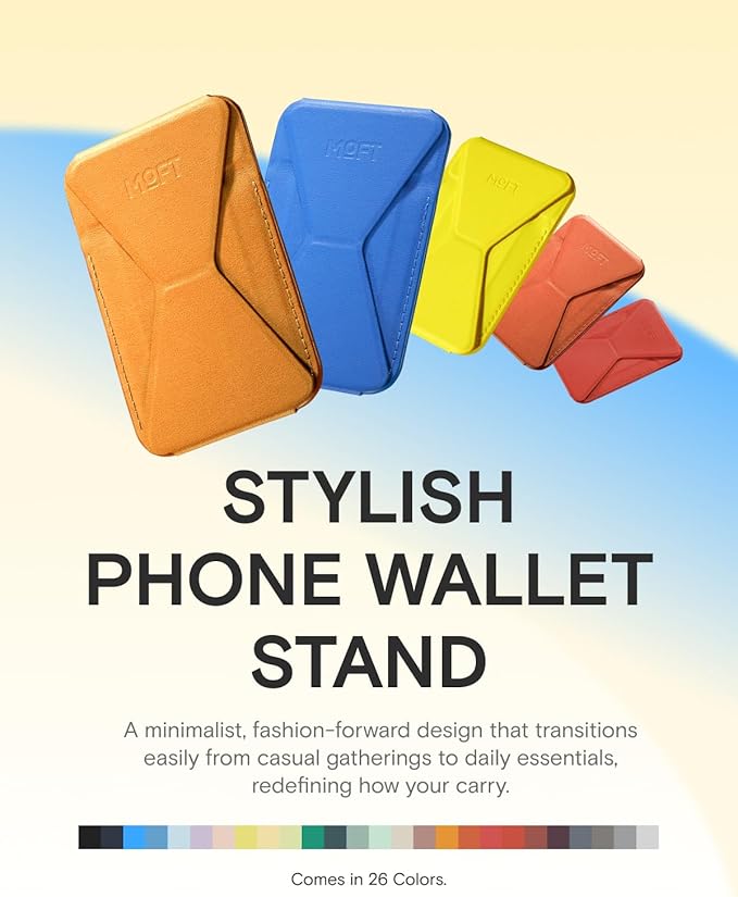 MOFT Magnetic Wallet Stand Compatible with iPhone 17/16/15/14/13/12 Series, Angle Adjustment & Magsafe Compatible MOVAS Phone Stand,Orange