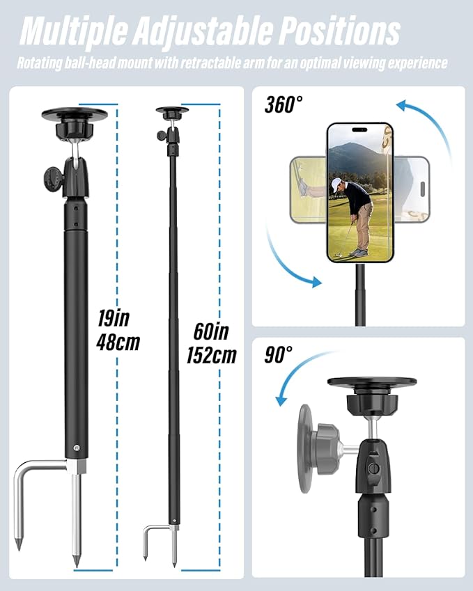Phone Golf Monopod Selfie Stick for Magsafe, Adjustable Magnetic Golf Phone Holder Stand for Training Aid, Record Swing, Alignment Rod, for iPhone 17 Pro Max 16 15 14 13 12 11, Android All CellPhone