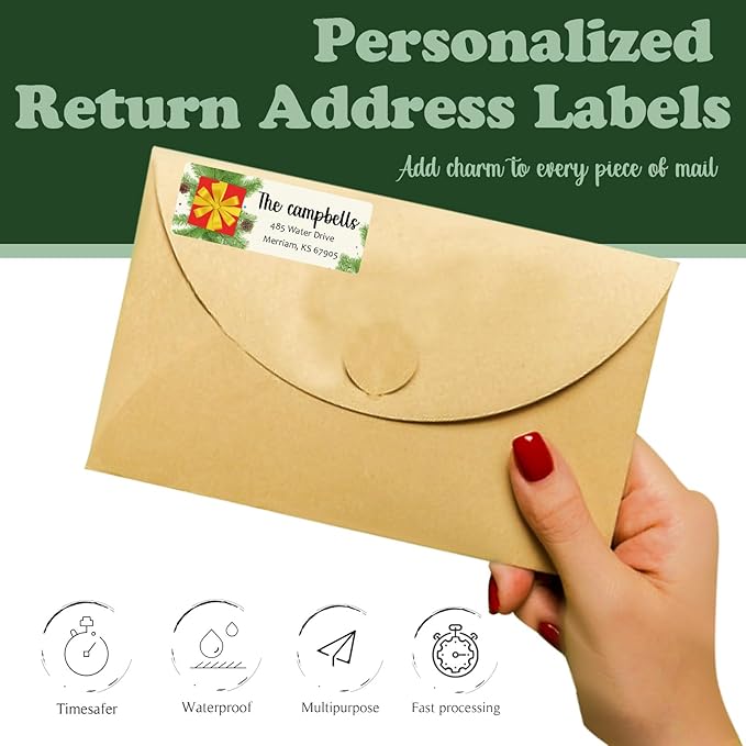 LINMAGCO Personalized Return Address Labels Gold 500 Pcs Mail Labels for Envelopes Weddings Self Adhesive Rectangle Elegant Name Stickers……
