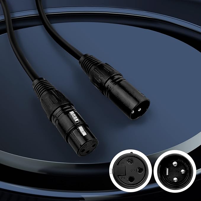 DMX Cable 10 ft, 6 Pack Flexible 3 Pin DMX Cable Pack XLR Male to Female Lighting Wire Cable for Stage Lighting Signal XLR Connection Stage Light Cables for Stage Lighting Input & Output