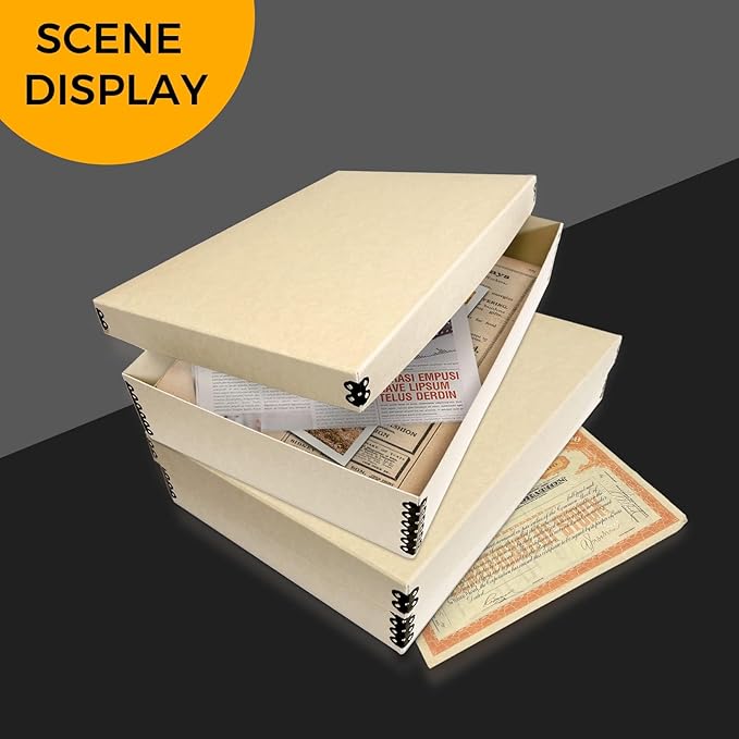 Golden State Art, Archival Storage Box, Acid-Free Drop Front Museum Box with Metal Edge for Storing Artwork Photos Documents Prints Arts and Crafts (11x17x3 Inches) Pack of 2