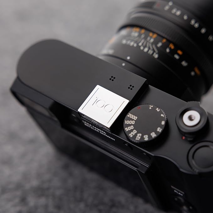 Upgraded Q3 43 Q2 Metal Hot Shoe Cover Protector Cap for Leica Q3 43 Q2 Camera, Hotshoe Cover with Full-Coverage Design & Silicone Cushion, Limited Edition for Leica 100th Anniversary - Silver
