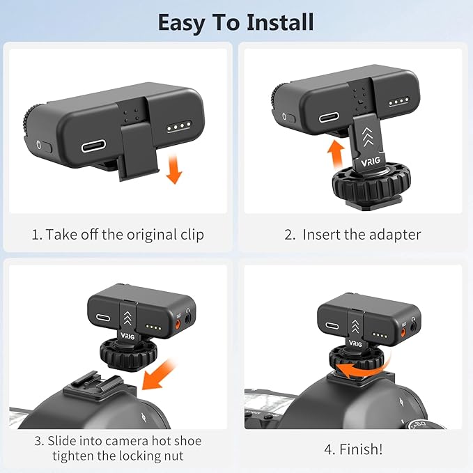 VRIG Cold Shoe Mount Adapter for MIC 2 Wireless Microphone,Mic 2 Mount Adapter Compatible with Canon Nikon Sony Cameras, with 1/4" Thread Camera Tripod Accessory