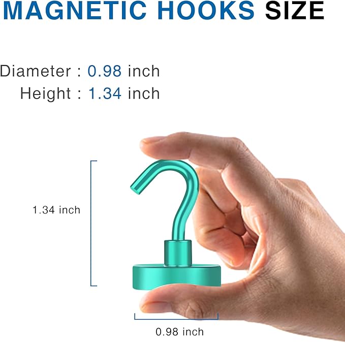 LOVIMAG Cruise Magnetic Hooks, 85Lb Magnet Hooks for Cruise Cabin, Green Magnetic Hooks for Hanging, Refrigerator, Ceiling, Strong Neodymium Magnets with Hooks for Kitchen, Locker, Key Holder-4 Pcs