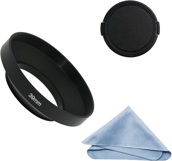SIOTI 39mm Lens Hood, Oxidation Matte Anti Reflective Treatment, Aluminum Alloy, with 1 * 58mm Lens Cap, Compatible with Sony/Canon/Nikon/Fuji etc >16mm Camera Lens
