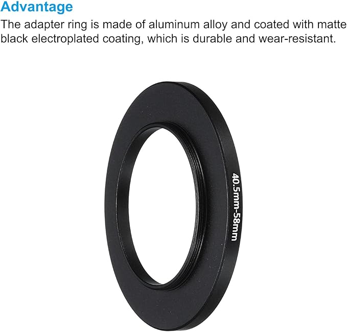 PATIKIL 40.5mm-58mm Metal Step Up Ring with Cleaning Cloth, 2 Pack Camera Lens Filter Adapter Ring Aluminum Filter Adapter Ring for Camera Lenses Hood, Black