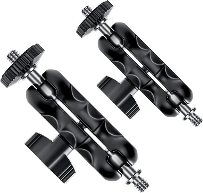 Magic Arm with Dual Ball Head and 1/4" Screw, Compatible with Super Clamp, Camera Cage, Monitor and Microphone, Max Load up to 2kg / 4.4lb - 2 Pieces