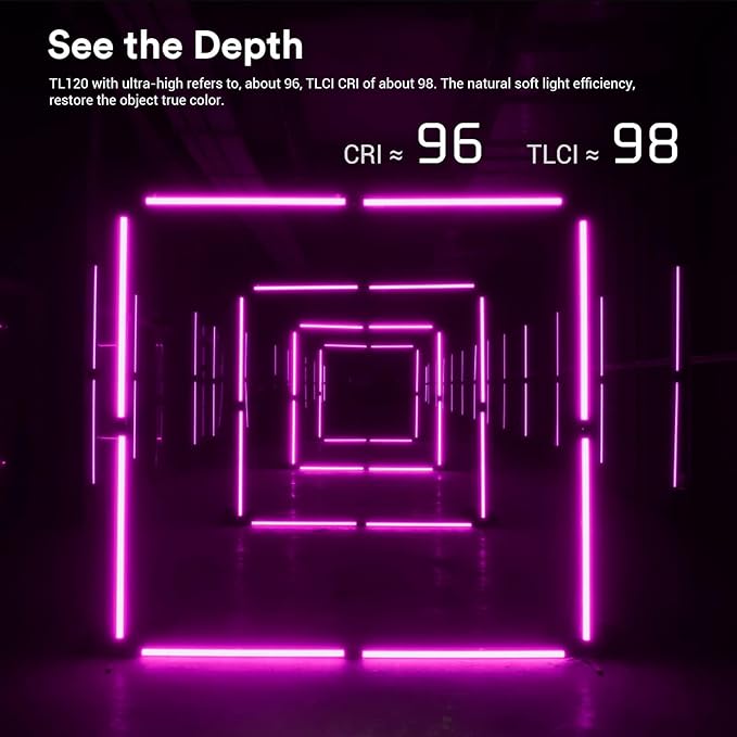 Godox TL120 RGB Tube Light 4 Packs, 2700K-6500K Rechargeable Dimmable Full Color LED Video Light Stick 4-Lights, CRI 96+, TLCI 98+ with Built-in 5200mAh Battery and APP DMX Control