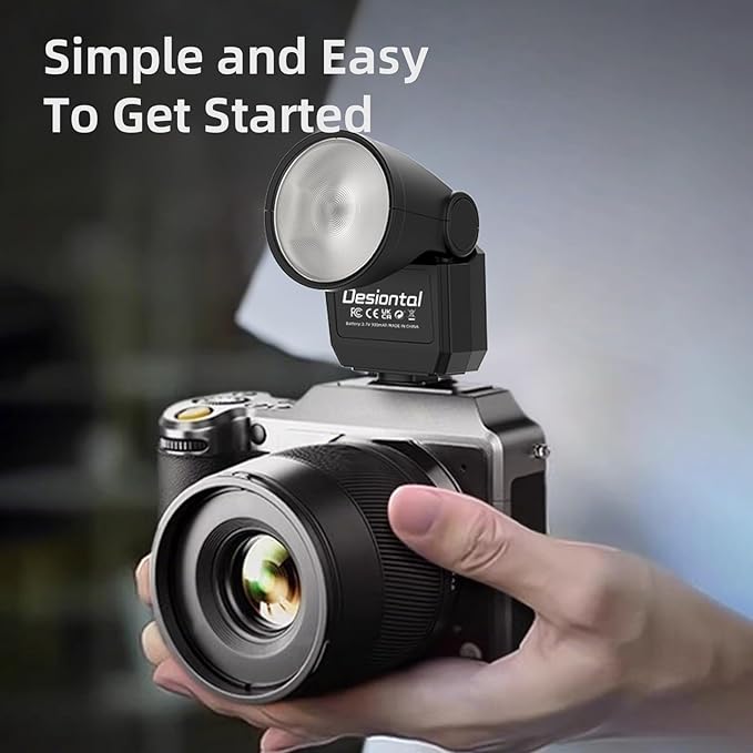 Mini Flash Speedlite, Desiontal GN8 6200K Camera Flash Light for Sony Nikon Olympus Canon Fuiifilm PentaX Hot Shoe Interface Camera, 4 Power Level 300mAh Battery 11/250S Flash Rate (Black)