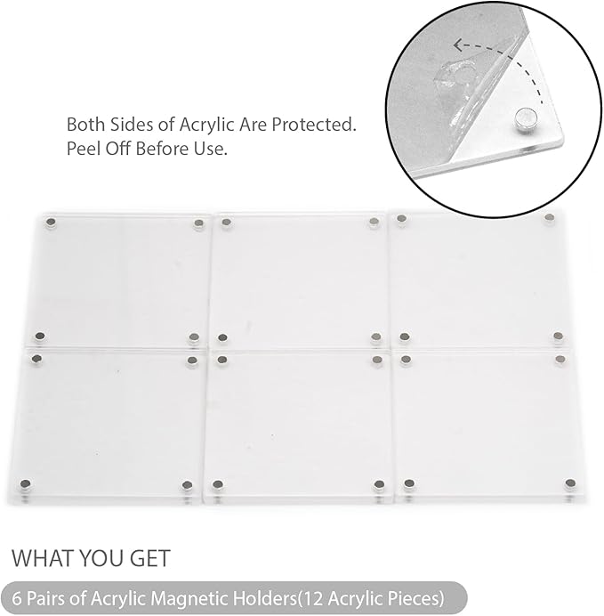 GDSZDDXX Premium Acrylic Magnetic Reversal Film Holders, 6 Packs Archival Storage High Transparency Display Holder for Reversal Film 6X7