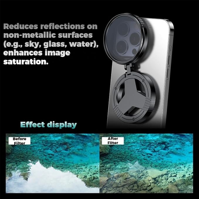 2026 Upgraded Anti-Glare Magnetic Phone Camera Filter, Anti-Glare Magnetic Phone Filter – Reduces Unwanted Reflections, Professional 52mm Polarizing Filter for iPhone Smartphone Photography (2Pcs)
