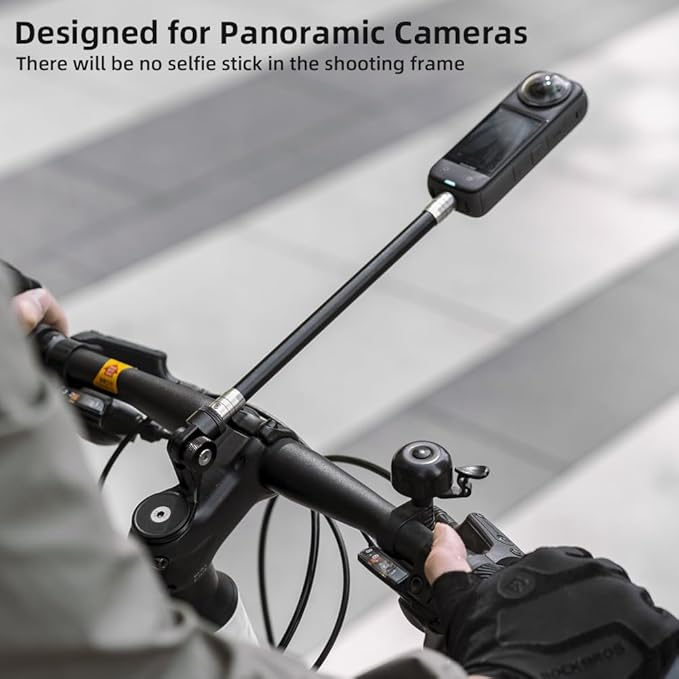 SUREWO Aluminum Motorcycle Bike Handlebar Mount for Insta360 X5,Bike Handlebar Selfie Stick Mount with Adjustable Aluminium Alloy Rod for Insta360 X5 X4 X3 X2 X,DJI Action 5Pro/4/3,GoPro