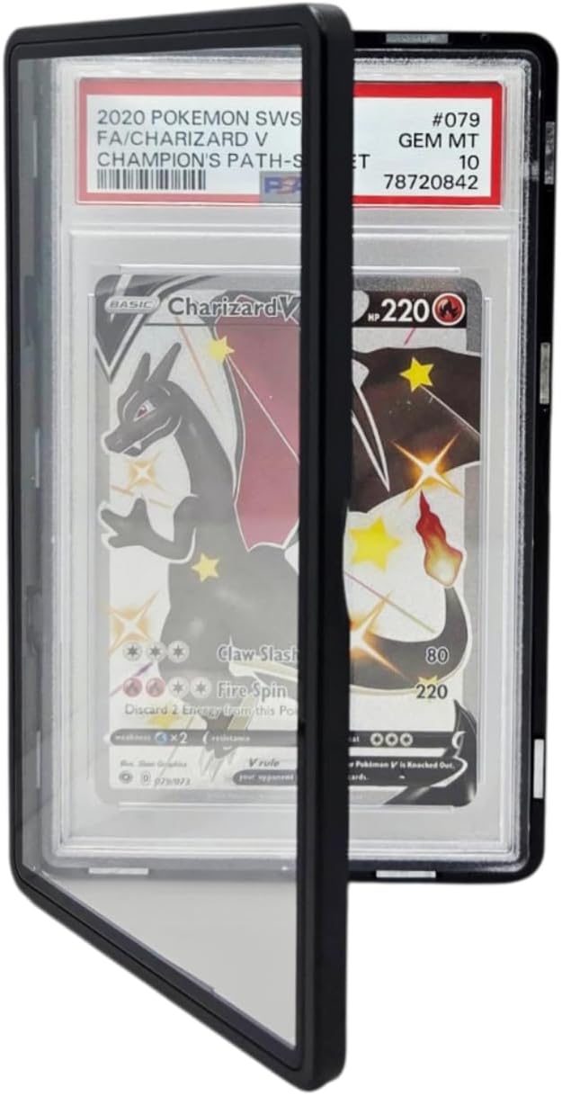Metal PSA Slab Bumper Case UV Resistant- Safeguard Stackable Magnetic Aluminum Metal Case For Graded Cards (Black)