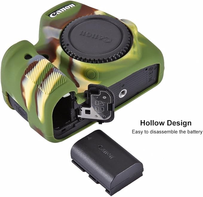 Professional Secure Silicone Camera Cases Bag Housing Rubber Body Skin for Canon EOS 6D Digital SLR Camera Protective Case (Army Green)