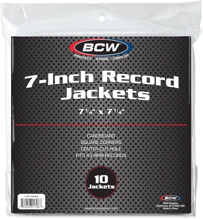 BCW Polylined Black Paper 7 in Square Corner Record Sleeves - 50 ct | Inner Protective Sleeves with Center Hole for Vinyl Records | Acid-Free, Scratch Resistant | Ideal for DJs and Vinyl Collectors