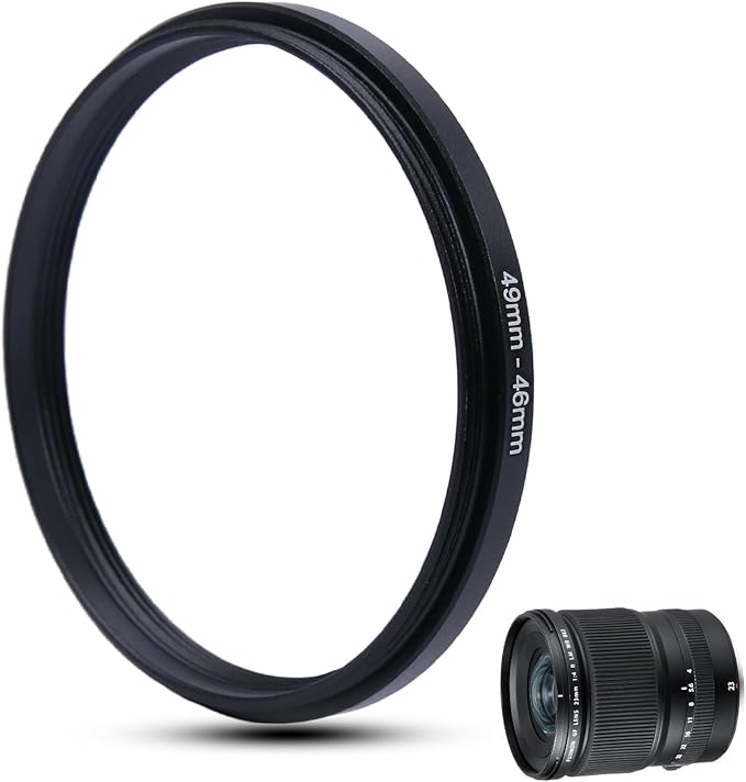 Metal Step Down Ring Filter Adapter - 49mm to 46mm - Metal Ring Step Down Rings Adapter Filter Compatible with All 46mm UV, CPL, ND, Lens Hood, Threaded Lens ect