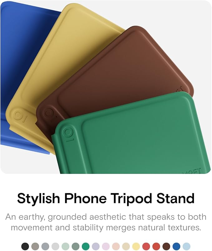 MOFT Phone Tripod Stand Selfie Stick for iPhone, Multi-Angles iPhone Stand, Lightweight & Portable Phone Holder, Strong Magnets, MOVAS Vegan Leather, Travel Essentials, Oz Green (Without Card Slot)