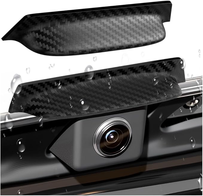 2PCS Carbon Fiber Backup Camera Rain Shield,Backup Camera for Car Anti-Rain Cover,Non-Destructive Adhesion Waterproof Cover for Reverse Cameras as Car Modification Accessories