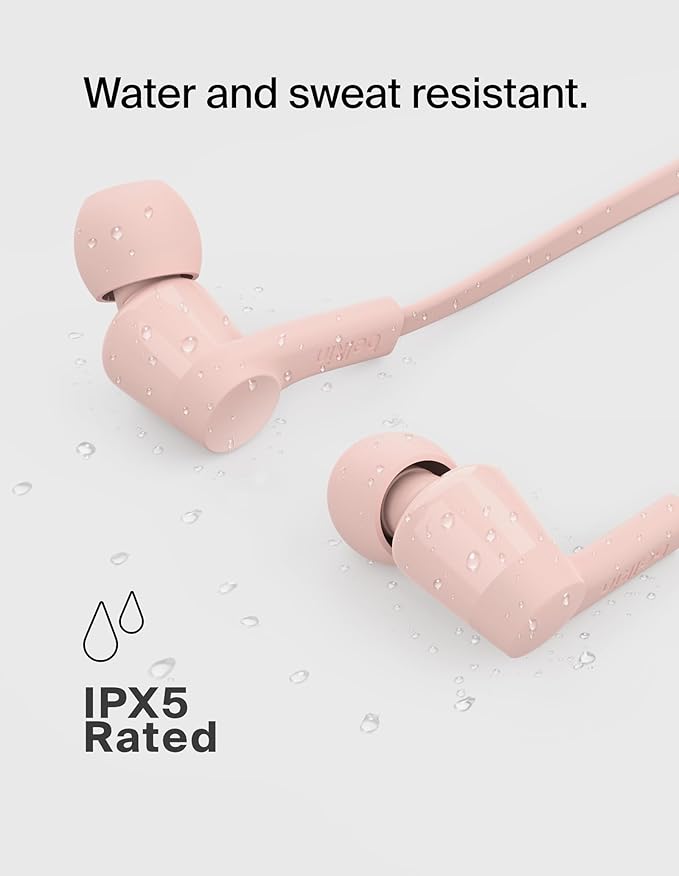 Belkin SoundForm Wired Earbuds with USB-C Connector, in-Ear Earphones w/Microphone - USB-C Headphones for iPhone 17, iPhone 16, iPad mini, Galaxy S25, Google Pixel 9, Android, and More - Pink