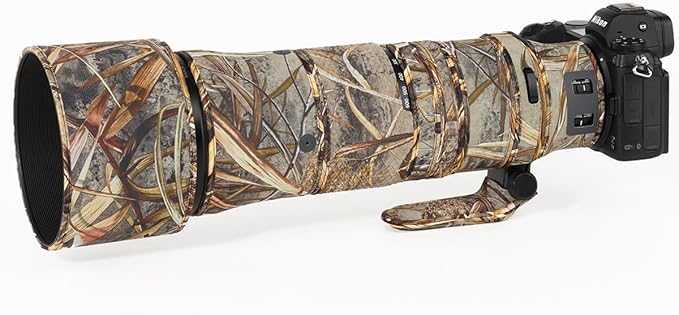 CHASING BIRDS Lens Camouflage Waterproof Coat for Nikon Z 180-600mm f/5.6-6.3 VR Rainproof Lens Protective Cover Version IV (Reed Camouflage, with 1.4X TC)