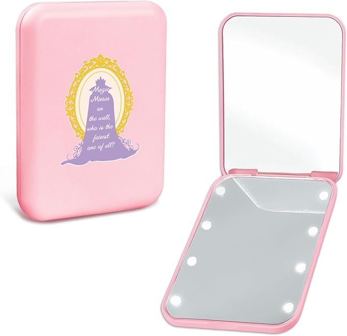 Preppy Pink Travel Compact Mirror with Light for Purses Cute 1X/2X Magnification Small Led Portable Pocket Makeup Mirror, Trendy Christmas Birthday Gift Stocking Stuffers for Teen Girls Women