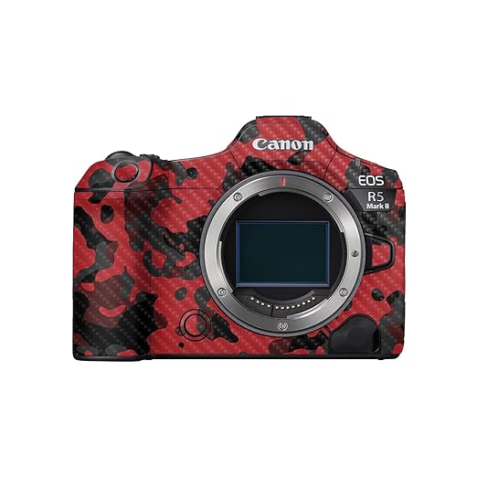 Carbon Fiber Camera Skin Compatible with Canon EOS R5 Mark II (2023) - Red Modern Camo - Premium 3M Vinyl Protective Wrap Decal Cover - Easy to Apply | Crafted in The USA by MightySkins