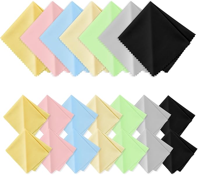 21 Pack Glasses Cleaning Cloths, 6"× 7"Large Eyeglass Cleaning Cloths, Premium Ultra-Soft Lens Wipes Cloth for Eyeglasses, Camera Lenses, Mobile Phones, Laptops, Television Screens - Color Mixing
