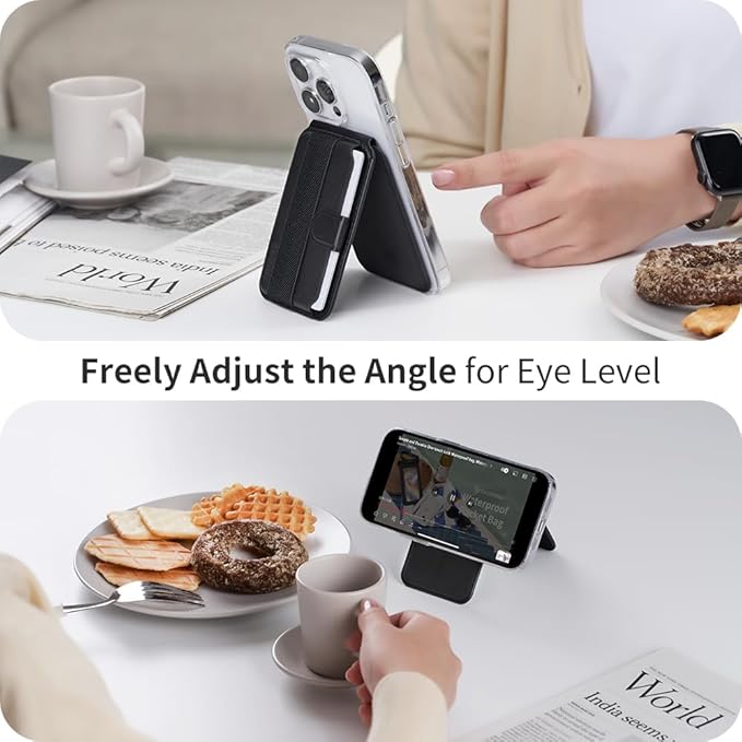 Sinjimoru Magnetic Wallet for iPhone, Phone Wallet with Adjustable Stand, Compatible with MagSafe, Marine Blue