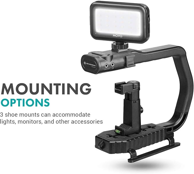 Movo MicRig-W1 Wireless Microphone Filmmaker Kit - Video Handle Stabilizer with Built-in Wireless Lavalier Microphone Compatible with Canon EOS, Nikon, Sony, Panasonic DSLR and Mirrorless Cameras