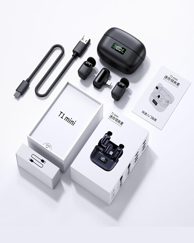 Mini Wireless Lavalier Microphone for iPhone/Android, Lapel Mic with 3-Level Noise Reduction, AI Voice Changer,48kHz/24bit 30H Charging Case, Plug & Play Mini Mics for Vlogging,Content Creators