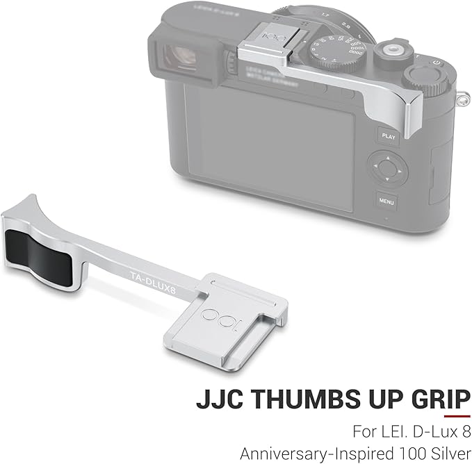 D-LUX8 DLUX8 Thumb Up Grip, Aluminum Alloy Thumb Grip for Leica D-LUX8, with Hot Shoe Cover Protector Thumb Rest Support Holder, Not Affect The Use of D-LUX8 Camera Buttons, D-LUX 8 Accessories-Silver