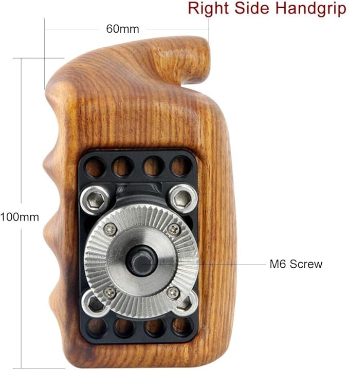 NICEYRIG Wooden Handle Grip with Rosette Mount (Right Side) Applicable for Nikon Panasonic Canon Camera Cage Rig, Shoulder Mount Support Rig