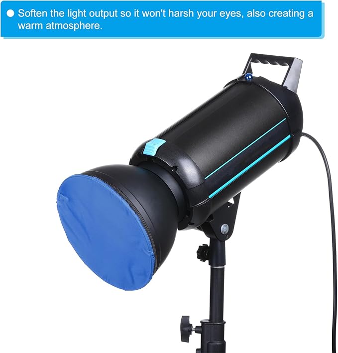 PATIKIL 7" 18cm Soft Diffuser Lamp Cover, 2 Pack Cloth Diffuser Strobe Reflector Lamp Sock for Flash Light Beauty Dish Photography Studio, Blue