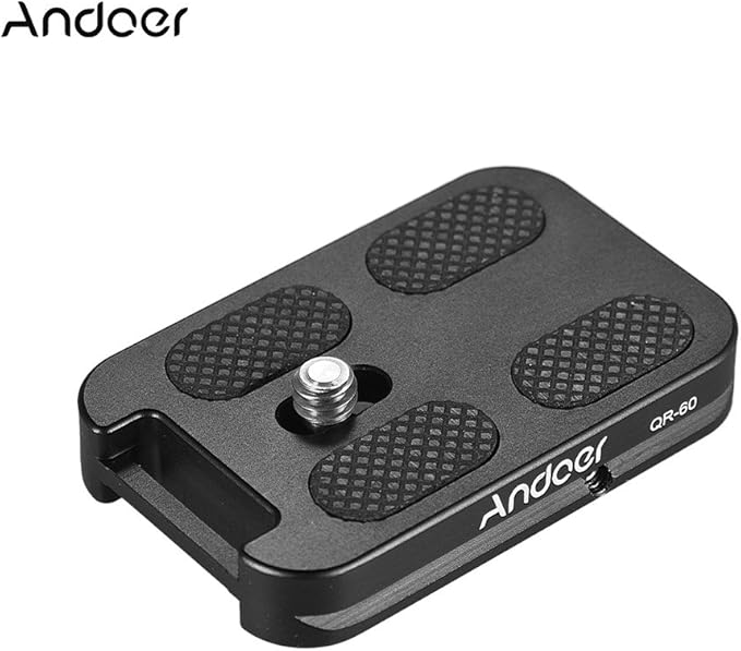 Andoer QR-60 Universal Quick Release Plate Aluminum Alloy 1/4" Screw Mount with Attachment Loop for Arca-Swiss Standard Ball Head Tripod for Canon Nikon Sony DSLR Camera