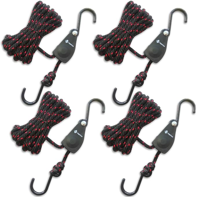 LE KAPMOZ Kayak Tie Down Straps Canoe Bow and Stern Heavy Duty Cargo Ratchet Pulley Rope Hanger